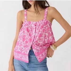 J. Crew Button up Tank in tiny Rosebud Floral SZ medium adjustable straps